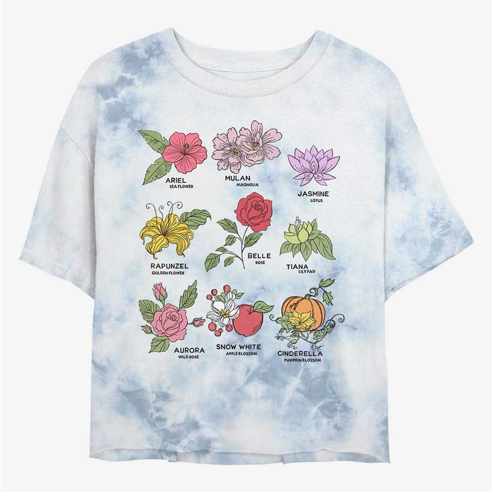 Disney Princess Flowers Tie-Dye Women’s Crop T-Shirt